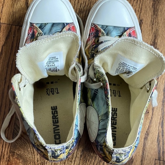 Hawaiian floral Converse All Stars Lux, hidden wedge sneakers, size 7.5. - Picture 10 of 14
